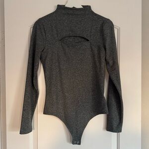 Express Body Contour Mock Neck Cutout Long Sleeve Bodysuit super soft Medium